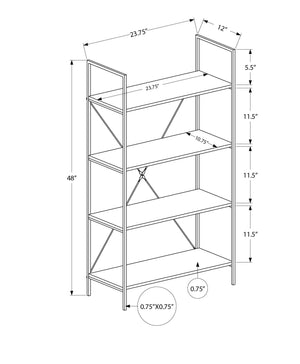 I 7800 Étagère À Livres, Étagère, 4 Niveaux, 48"h, Bureau, Chambre À Coucher, Métal, Stratifié, Brun, Noir, Contemporain, Moderne - Simple Boutique
