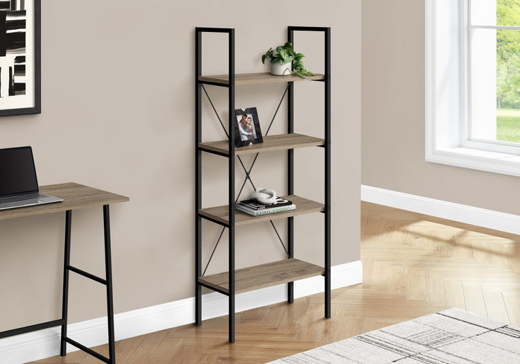 I 7800 Étagère À Livres, Étagère, 4 Niveaux, 48"h, Bureau, Chambre À Coucher, Métal, Stratifié, Brun, Noir, Contemporain, Moderne - Simple Boutique