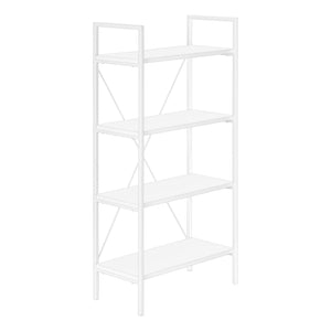I 7801 Étagère À Livres, Étagère, 4 Niveaux, 48"h, Bureau, Chambre À Coucher, Métal, Stratifié, Blanc, Contemporain, Moderne - Simple Boutique