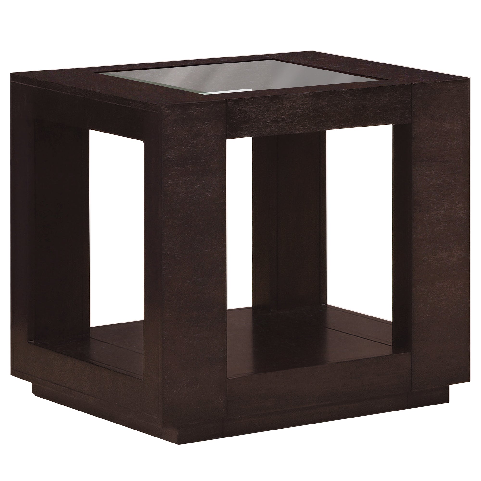 I 7811E Table D'appoint, Côté, Bout, Table De Nuit, Lampe, Salon, Chambre À Coucher, Vernis, Verre Trempé, Brun, Dégager, Transitionnel - Simple Boutique