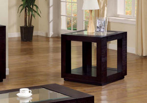 I 7811E Table D'appoint, Côté, Bout, Table De Nuit, Lampe, Salon, Chambre À Coucher, Vernis, Verre Trempé, Brun, Dégager, Transitionnel - Simple Boutique