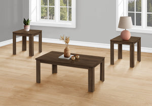 I 7862P Ensemble De Table, Ensemble 3pcs, Café, Bout, Côté, Accent, Salon, Stratifié, Noyer, Transitionnel - Simple Boutique