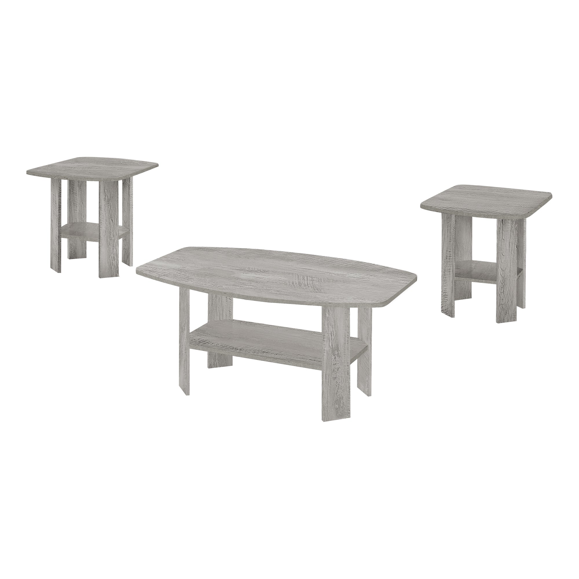 I 7870P Ensemble De Table, Ensemble 3pcs, Café, Bout, Côté, Accent, Salon, Stratifié, Gris, Transitionnel - Simple Boutique