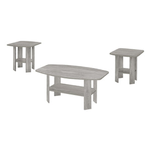 I 7870P Ensemble De Table, Ensemble 3pcs, Café, Bout, Côté, Accent, Salon, Stratifié, Gris, Transitionnel - Simple Boutique