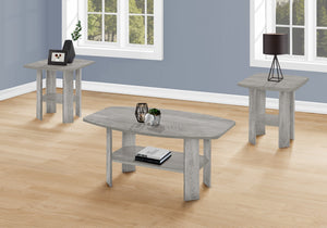 I 7870P Ensemble De Table, Ensemble 3pcs, Café, Bout, Côté, Accent, Salon, Stratifié, Gris, Transitionnel - Simple Boutique