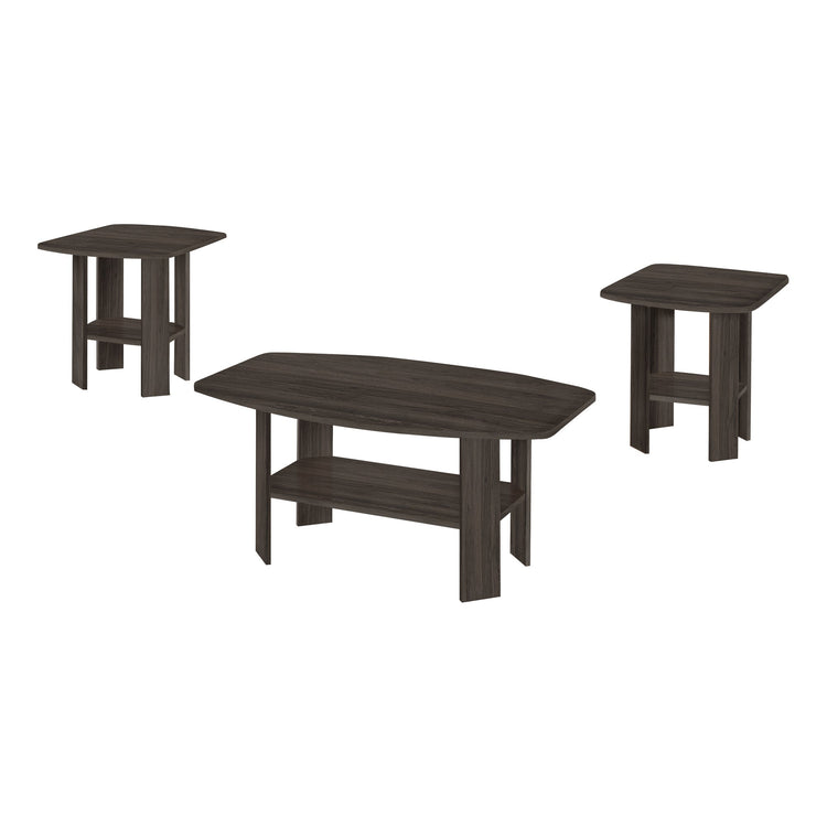 I 7873P Ensemble De Table, Ensemble 3pcs, Café, Bout, Côté, Accent, Salon, Stratifié, Brun, Transitionnel - Simple Boutique