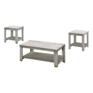 I 7880P Ensemble De Table, Ensemble 3pcs, Café, Bout, Côté, Accent, Salon, Stratifié, Gris, Transitionnel - Simple Boutique