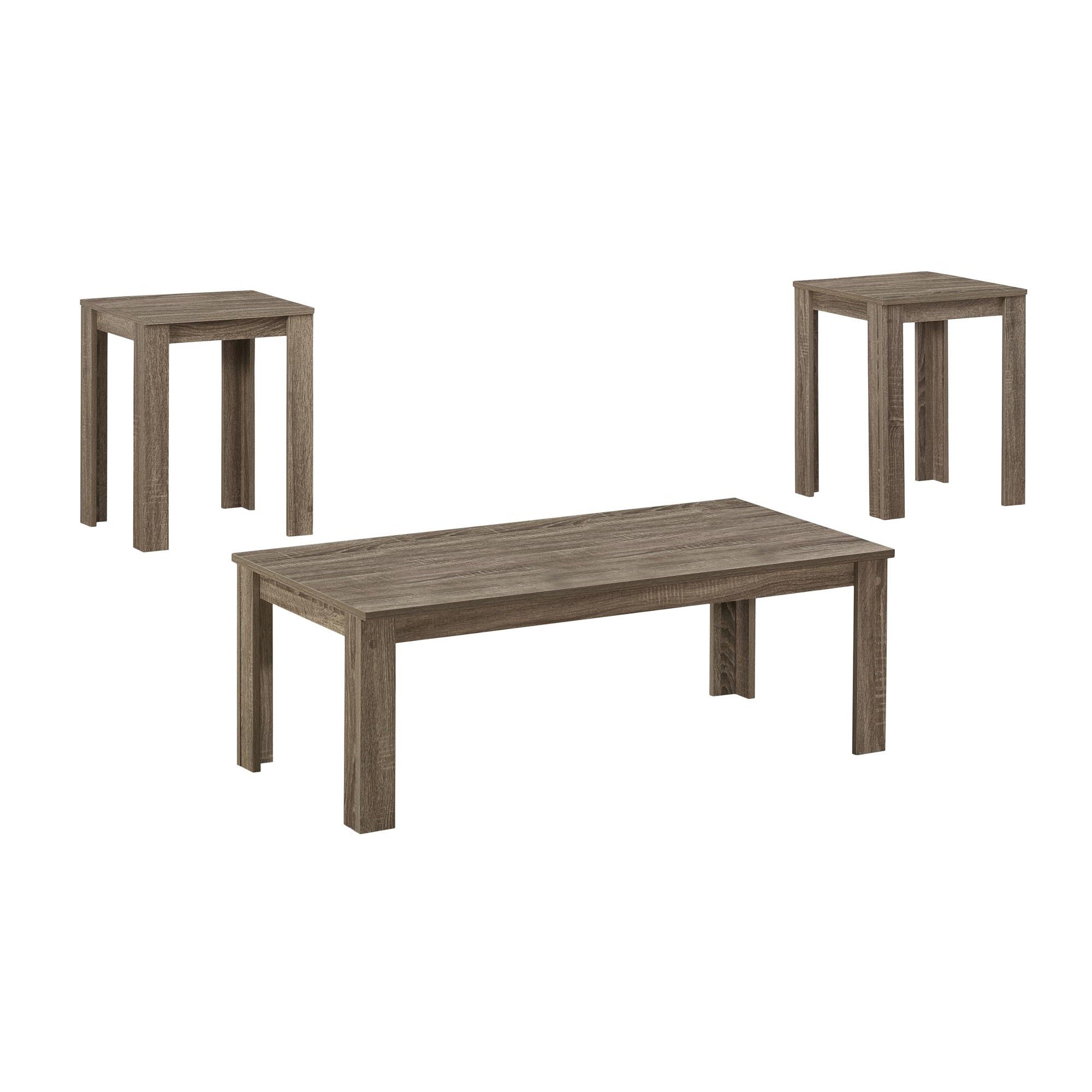 I 7912P Ensemble De Table, Ensemble 3pcs, Café, Bout, Côté, Accent, Salon, Stratifié, Brun, Transitionnel - Simple Boutique