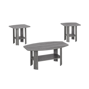 I 7925P Ensemble De Table, Ensemble 3pcs, Café, Bout, Côté, Accent, Salon, Stratifié, Gris, Transitionnel - Simple Boutique