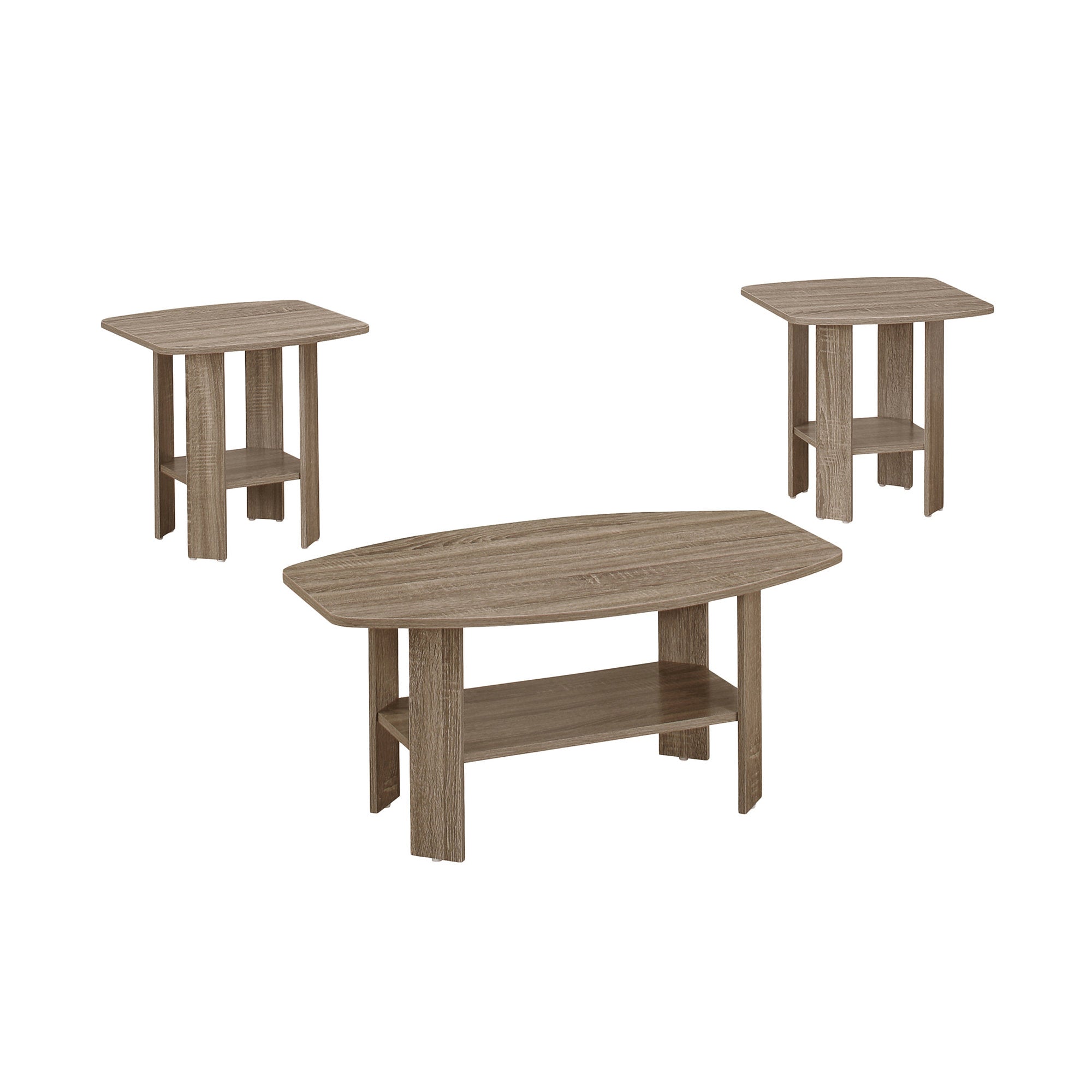 I 7927P Ensemble De Table, Ensemble 3pcs, Café, Bout, Côté, Accent, Salon, Stratifié, Brun, Transitionnel - Simple Boutique