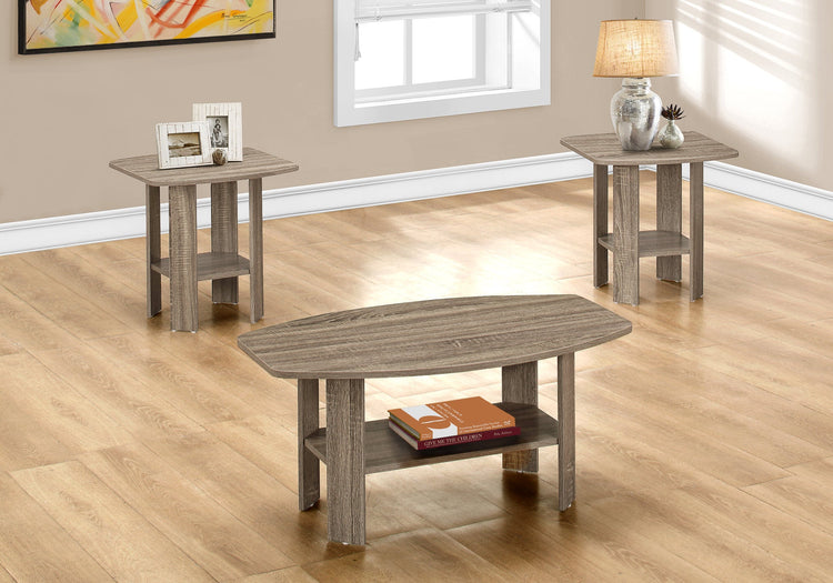 I 7927P Ensemble De Table, Ensemble 3pcs, Café, Bout, Côté, Accent, Salon, Stratifié, Brun, Transitionnel - Simple Boutique