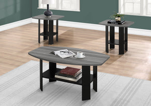 I 7928P Ensemble De Table, Ensemble 3pcs, Café, Bout, Côté, Accent, Salon, Stratifié, Noir, Gris, Transitionnel - Simple Boutique