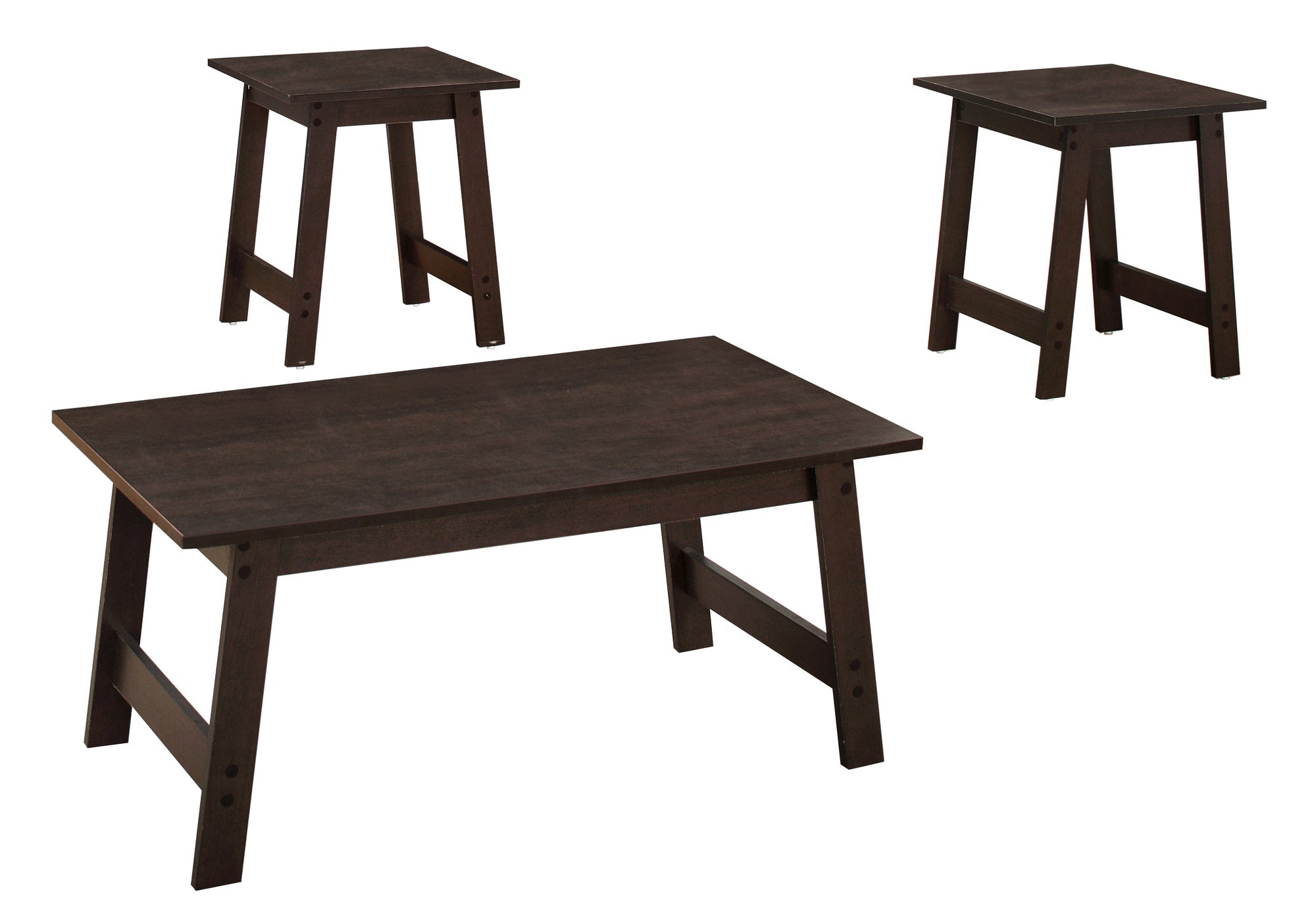 I 7930P Ensemble De Table, Ensemble 3pcs, Café, Bout, Côté, Accent, Salon, Stratifié, Brun, Transitionnel - Simple Boutique