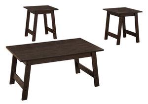 I 7930P Ensemble De Table, Ensemble 3pcs, Café, Bout, Côté, Accent, Salon, Stratifié, Brun, Transitionnel - Simple Boutique