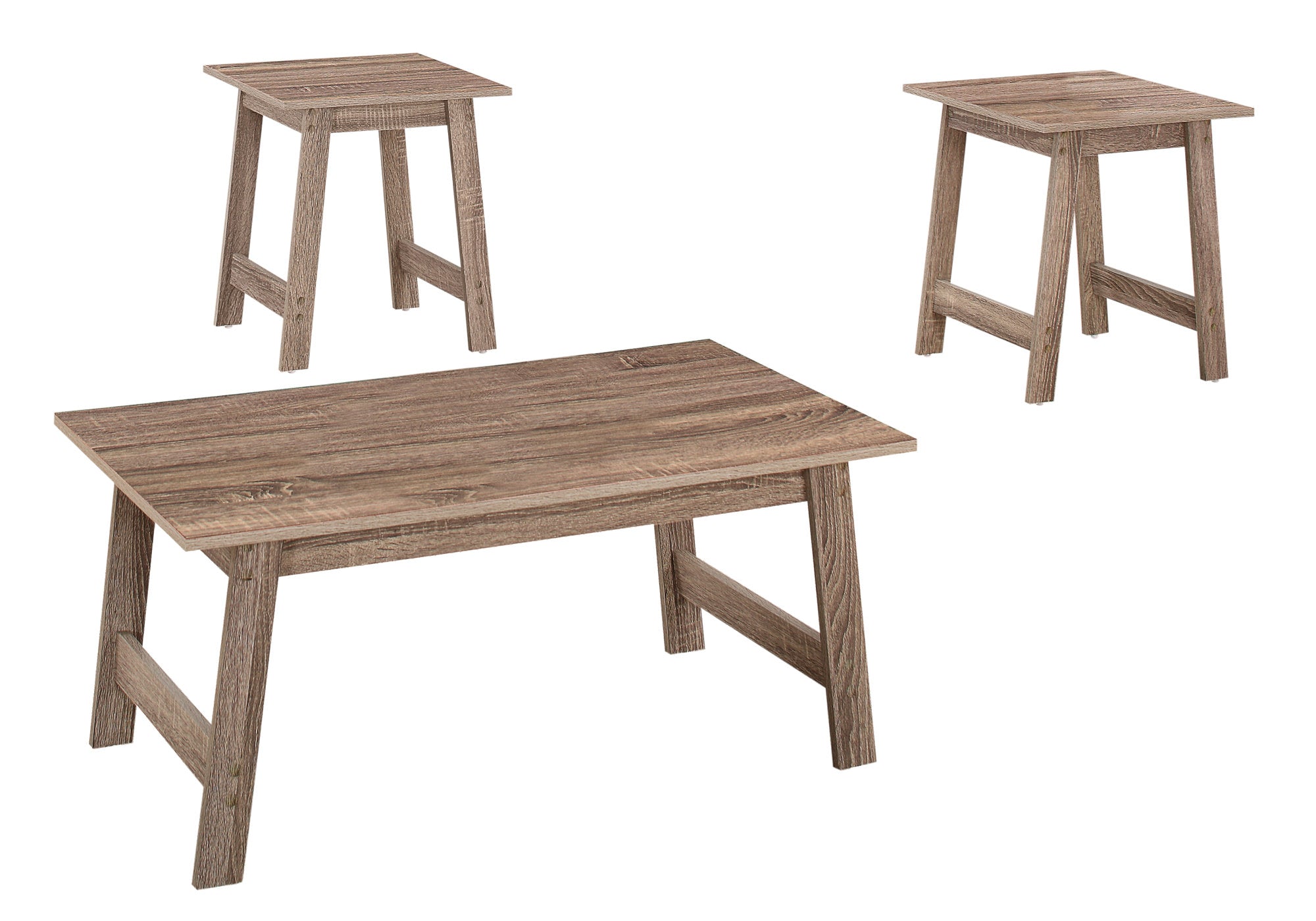 I 7931P Ensemble De Table, Ensemble 3pcs, Café, Bout, Côté, Accent, Salon, Stratifié, Brun, Transitionnel - Simple Boutique