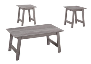 I 7932P Ensemble De Table, Ensemble 3pcs, Café, Bout, Côté, Accent, Salon, Stratifié, Gris, Transitionnel - Simple Boutique