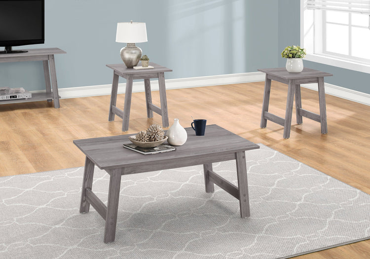 I 7932P Ensemble De Table, Ensemble 3pcs, Café, Bout, Côté, Accent, Salon, Stratifié, Gris, Transitionnel - Simple Boutique