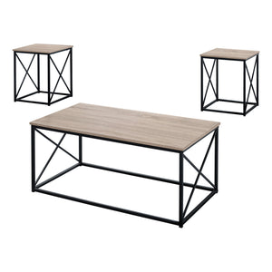 I 7950P Ensemble De Table, Ensemble 3pcs, Café, Bout, Côté, Accent, Salon, Métal, Stratifié, Brun, Noir, Contemporain, Moderne - Simple Boutique