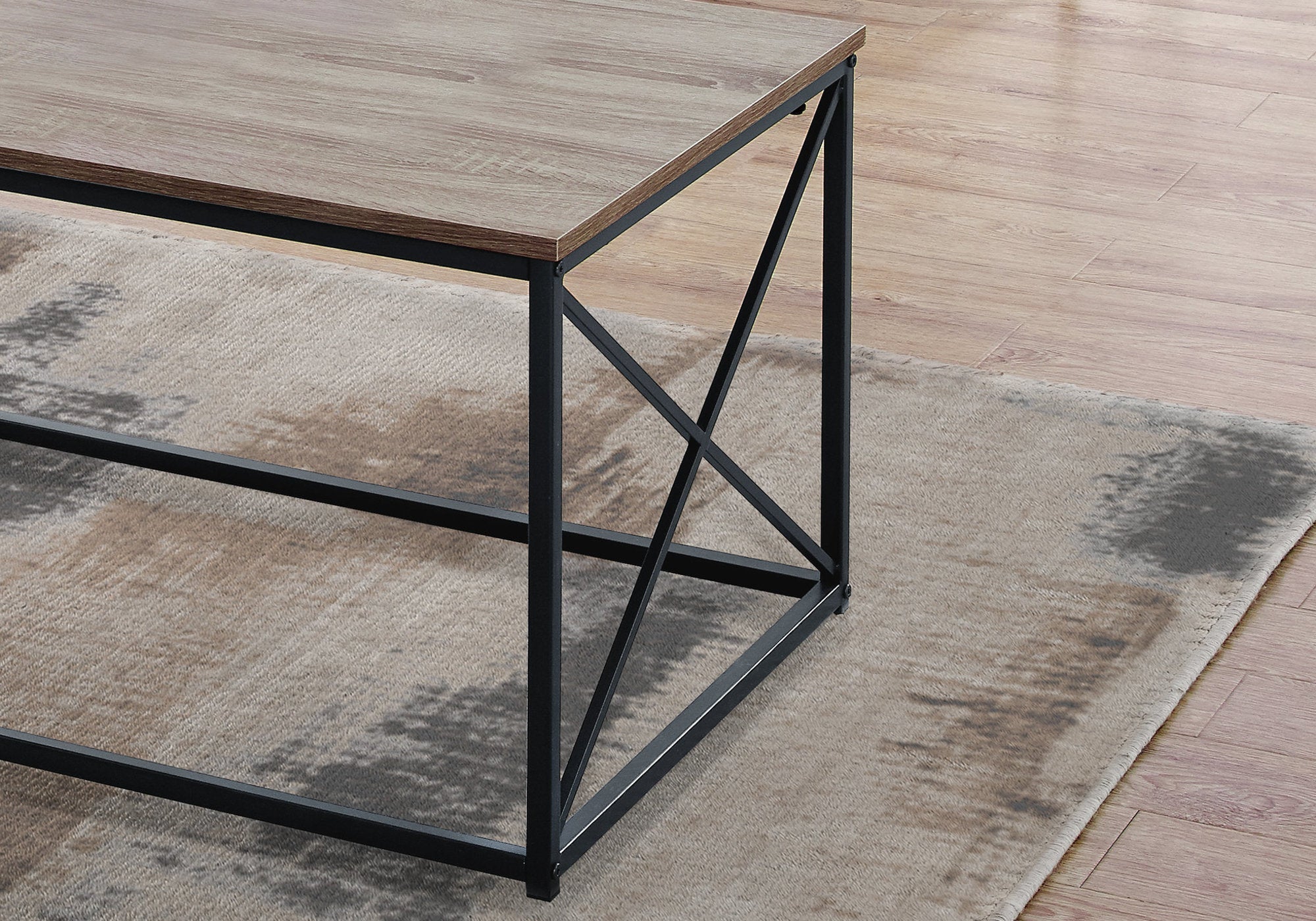 I 7950P Ensemble De Table, Ensemble 3pcs, Café, Bout, Côté, Accent, Salon, Métal, Stratifié, Brun, Noir, Contemporain, Moderne - Simple Boutique