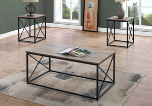 I 7950P Ensemble De Table, Ensemble 3pcs, Café, Bout, Côté, Accent, Salon, Métal, Stratifié, Brun, Noir, Contemporain, Moderne - Simple Boutique