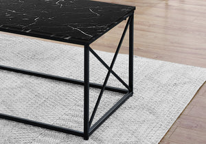 I 7954P Ensemble De Table, Ensemble 3pcs, Café, Bout, Côté, Accent, Salon, Métal, Stratifié, D'aspect Marbre Noir, Contemporain, Moderne - Simple Boutique