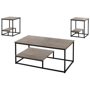 I 7960P Ensemble De Table, Ensemble 3pcs, Café, Bout, Côté, Accent, Salon, Métal, Stratifié, Brun, Noir, Contemporain, Moderne - Simple Boutique