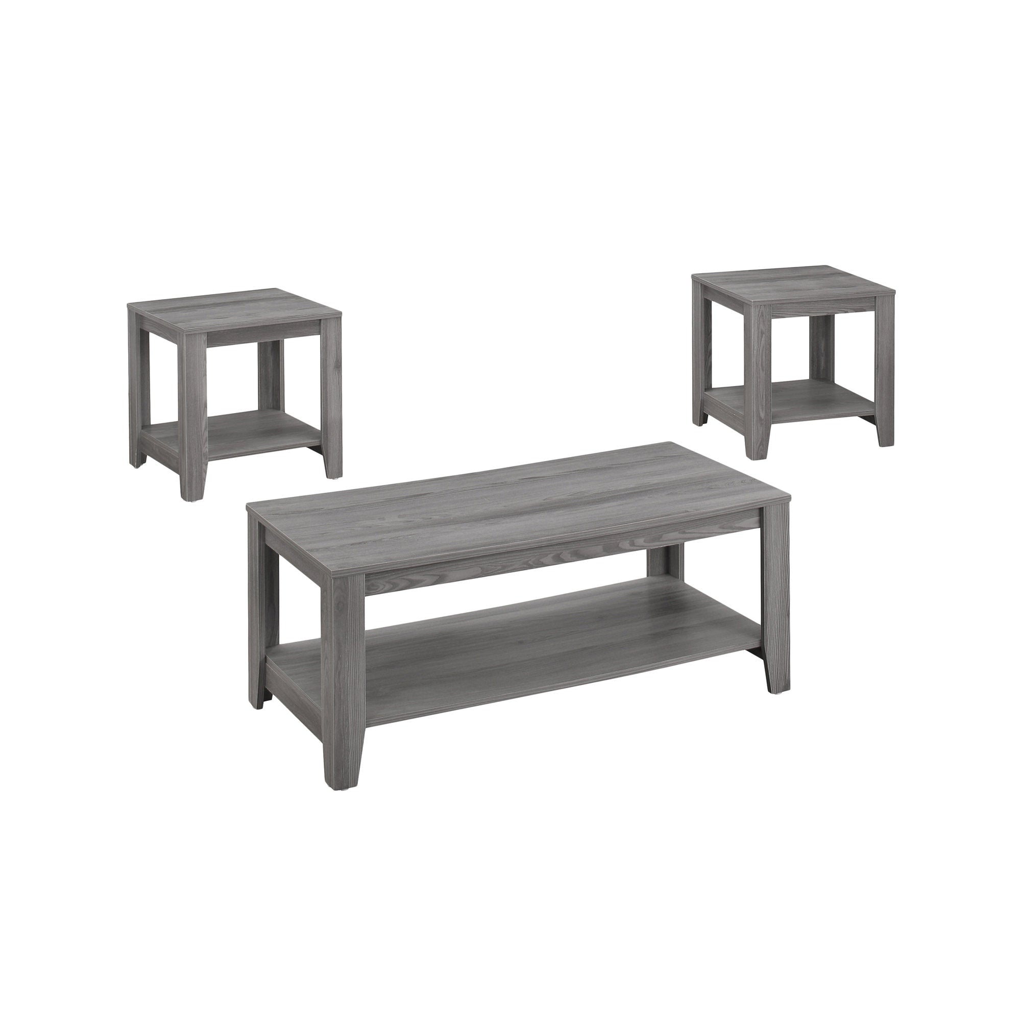 I 7991P Ensemble De Table, Ensemble 3pcs, Café, Bout, Côté, Accent, Salon, Stratifié, Gris, Transitionnel - Simple Boutique