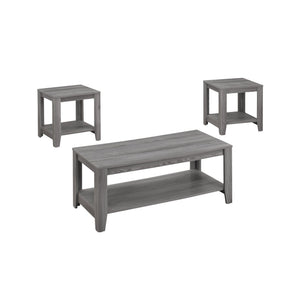I 7991P Ensemble De Table, Ensemble 3pcs, Café, Bout, Côté, Accent, Salon, Stratifié, Gris, Transitionnel - Simple Boutique