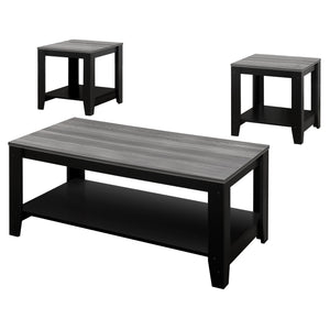 I 7992P Ensemble De Table, Ensemble 3pcs, Café, Bout, Côté, Accent, Salon, Stratifié, Noir, Gris, Transitionnel - Simple Boutique