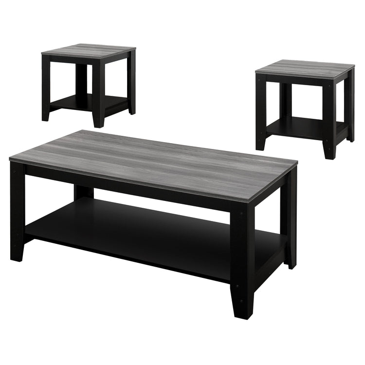 I 7992P Ensemble De Table, Ensemble 3pcs, Café, Bout, Côté, Accent, Salon, Stratifié, Noir, Gris, Transitionnel - Simple Boutique