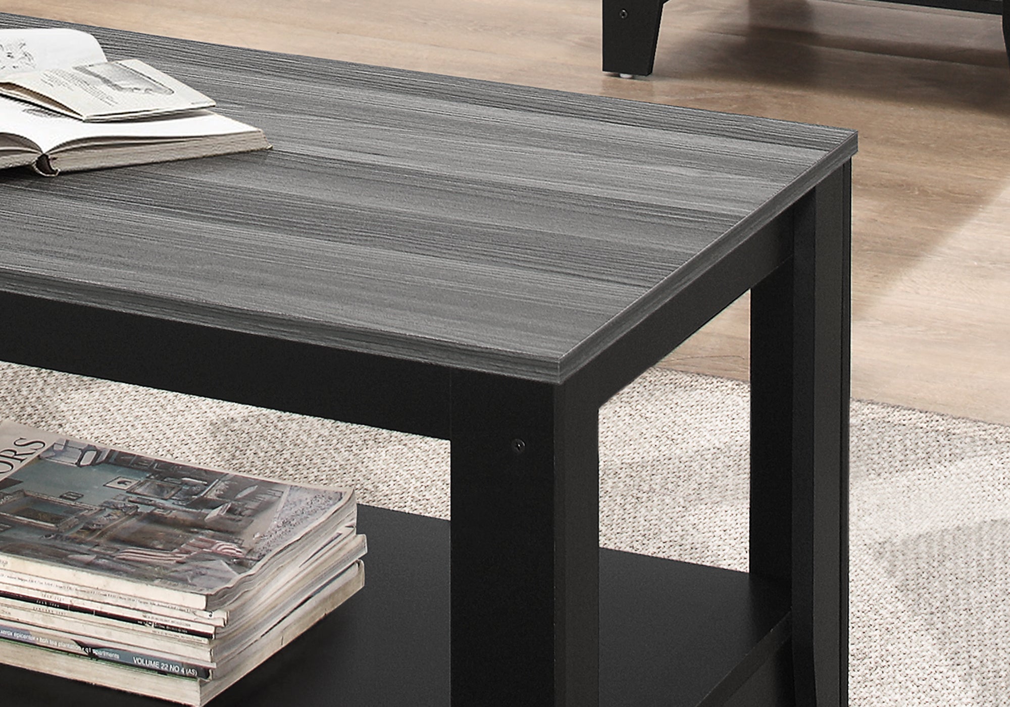I 7992P Ensemble De Table, Ensemble 3pcs, Café, Bout, Côté, Accent, Salon, Stratifié, Noir, Gris, Transitionnel - Simple Boutique