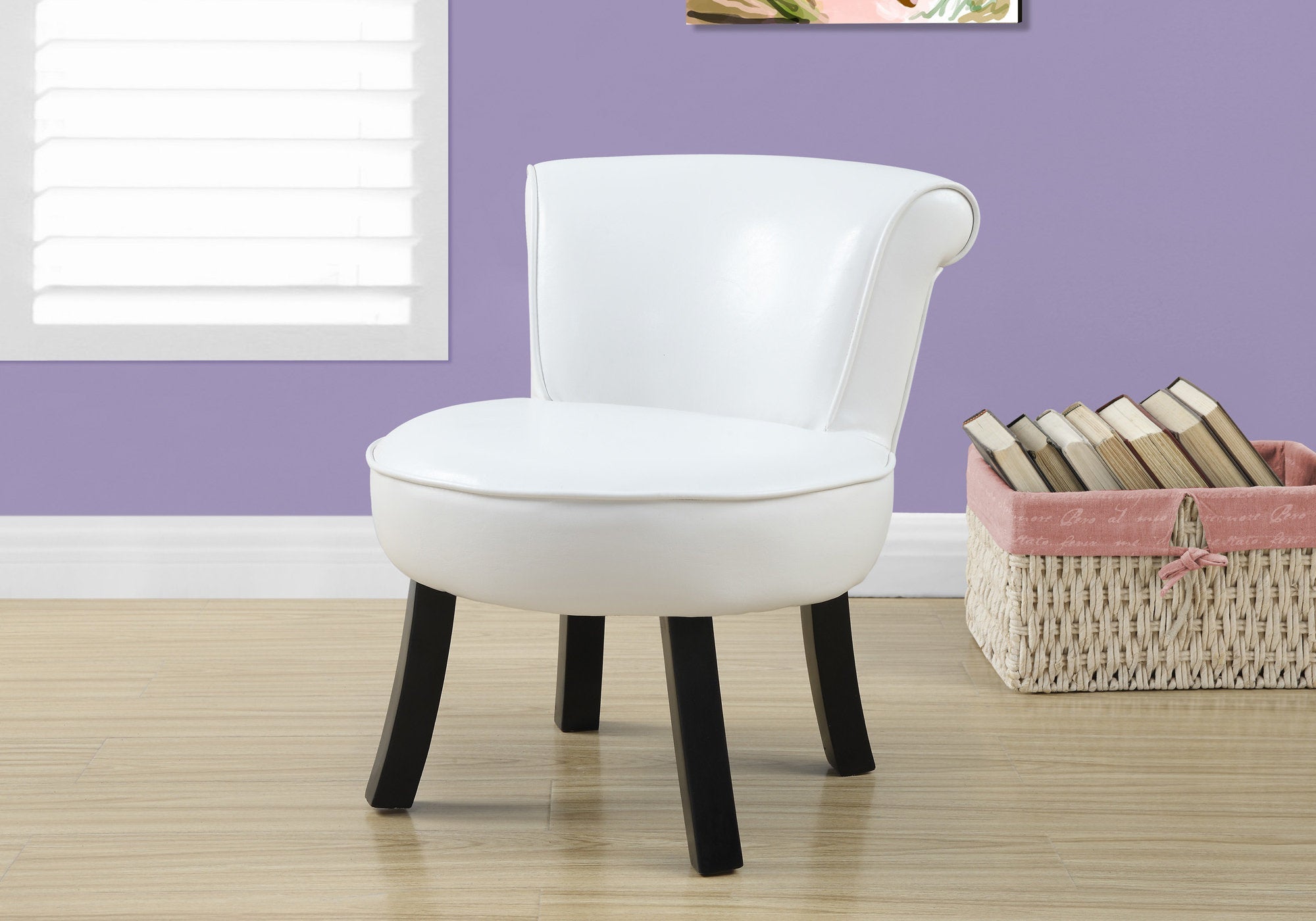 I 8155 Chaise Juvénile, Accent, Enfants, Rembourré, Pu D'aspect Cuir, Blanc, Contemporain, Moderne - Liquidation Vente Finale - Simple Boutique