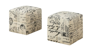 I 8162 Ottoman, Pouf, Repose Pieds, Tabouret, Lot De 2, Juvénile, En Tissu, Beige, Transitionnel - Simple Boutique