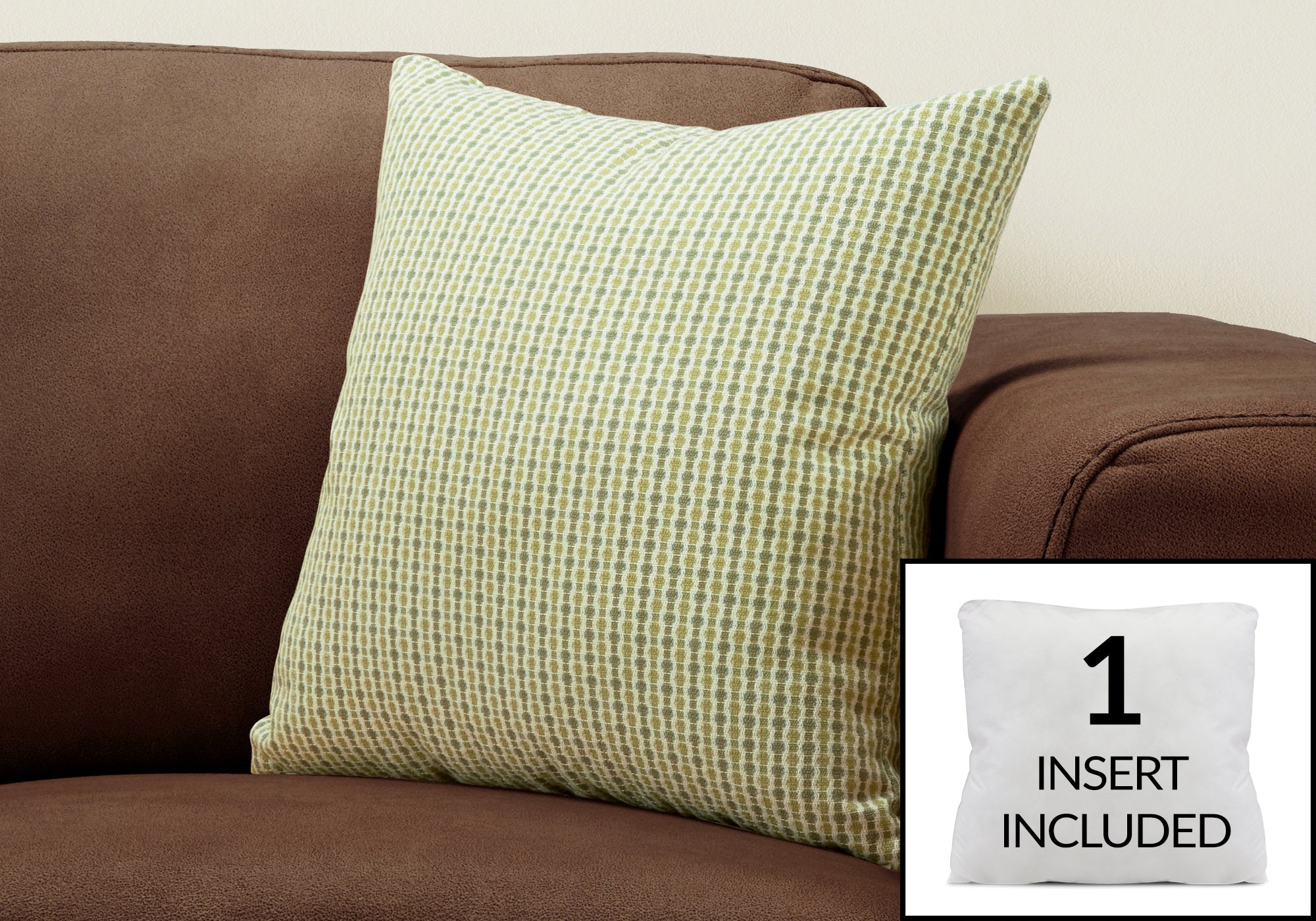 I 9232 Oreillers, 18 X 18 Carré, Encart Inclus, Jeté Décoratif, Accent, Sofa, Canapé, Chambre À Coucher, Polyester, Hypoallergénique, Vert, Moderne - Simple Boutique