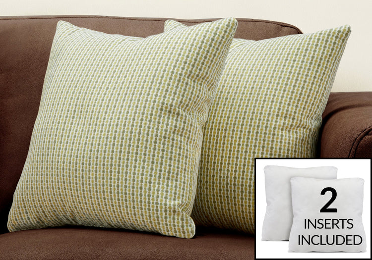 I 9233 Oreillers, Lot De 2, 18 X 18 Carré, Encart Inclus, Jeté Décoratif, Accent, Sofa, Canapé, Chambre À Coucher, Polyester, Hypoallergénique, Vert, Moderne - Simple Boutique