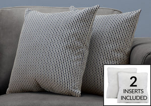 I 9241 Oreillers, Lot De 2, 18 X 18 Carré, Encart Inclus, Jeté Décoratif, Accent, Sofa, Canapé, Chambre À Coucher, Polyester, Hypoallergénique, Bleu, Moderne - Simple Boutique