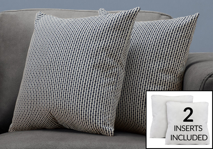 I 9241 Oreillers, Lot De 2, 18 X 18 Carré, Encart Inclus, Jeté Décoratif, Accent, Sofa, Canapé, Chambre À Coucher, Polyester, Hypoallergénique, Bleu, Moderne - Simple Boutique