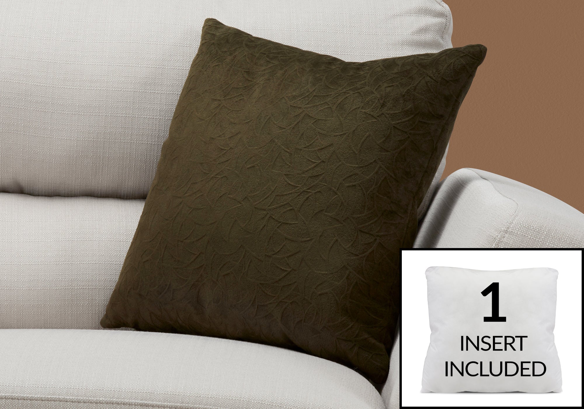 I 9262 Oreillers, 18 X 18 Carré, Encart Inclus, Jeté Décoratif, Accent, Sofa, Canapé, Chambre À Coucher, Polyester, Hypoallergénique, Vert, Moderne - Simple Boutique