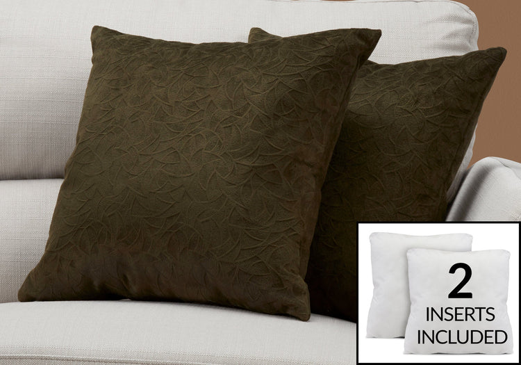 I 9263 Oreillers, Lot De 2, 18 X 18 Carré, Encart Inclus, Jeté Décoratif, Accent, Sofa, Canapé, Chambre À Coucher, Polyester, Hypoallergénique, Vert, Moderne - Simple Boutique