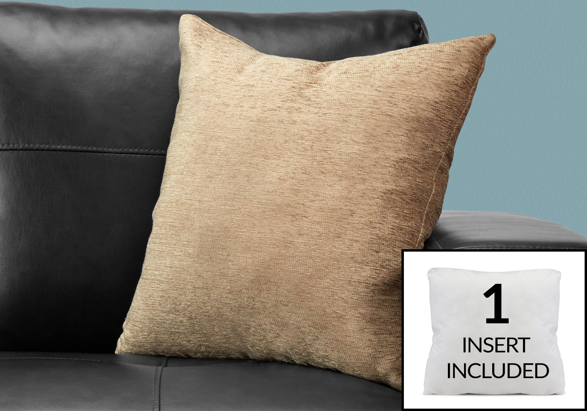 I 9296 Oreillers, 18 X 18 Carré, Encart Inclus, Jeté Décoratif, Accent, Sofa, Canapé, Chambre À Coucher, Polyester, Hypoallergénique, Brun, Moderne - Simple Boutique