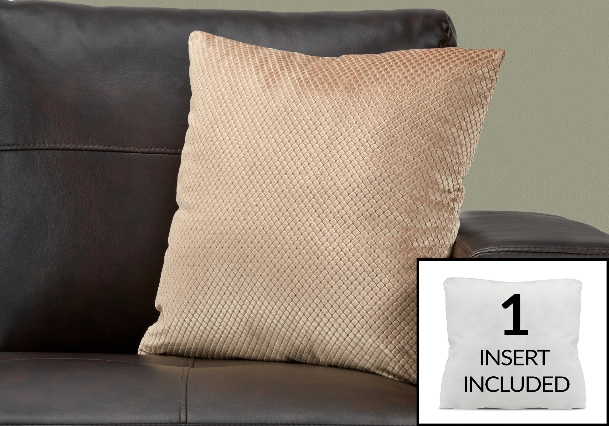 I 9310 Oreillers, 18 X 18 Carré, Encart Inclus, Jeté Décoratif, Accent, Sofa, Canapé, Chambre À Coucher, Polyester, Hypoallergénique, Beige, Moderne - Simple Boutique