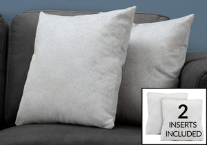 I 9321 Oreillers, Lot De 2, 18 X 18 Carré, Encart Inclus, Jeté Décoratif, Accent, Sofa, Canapé, Chambre À Coucher, Polyester, Hypoallergénique, Gris, Moderne - Simple Boutique