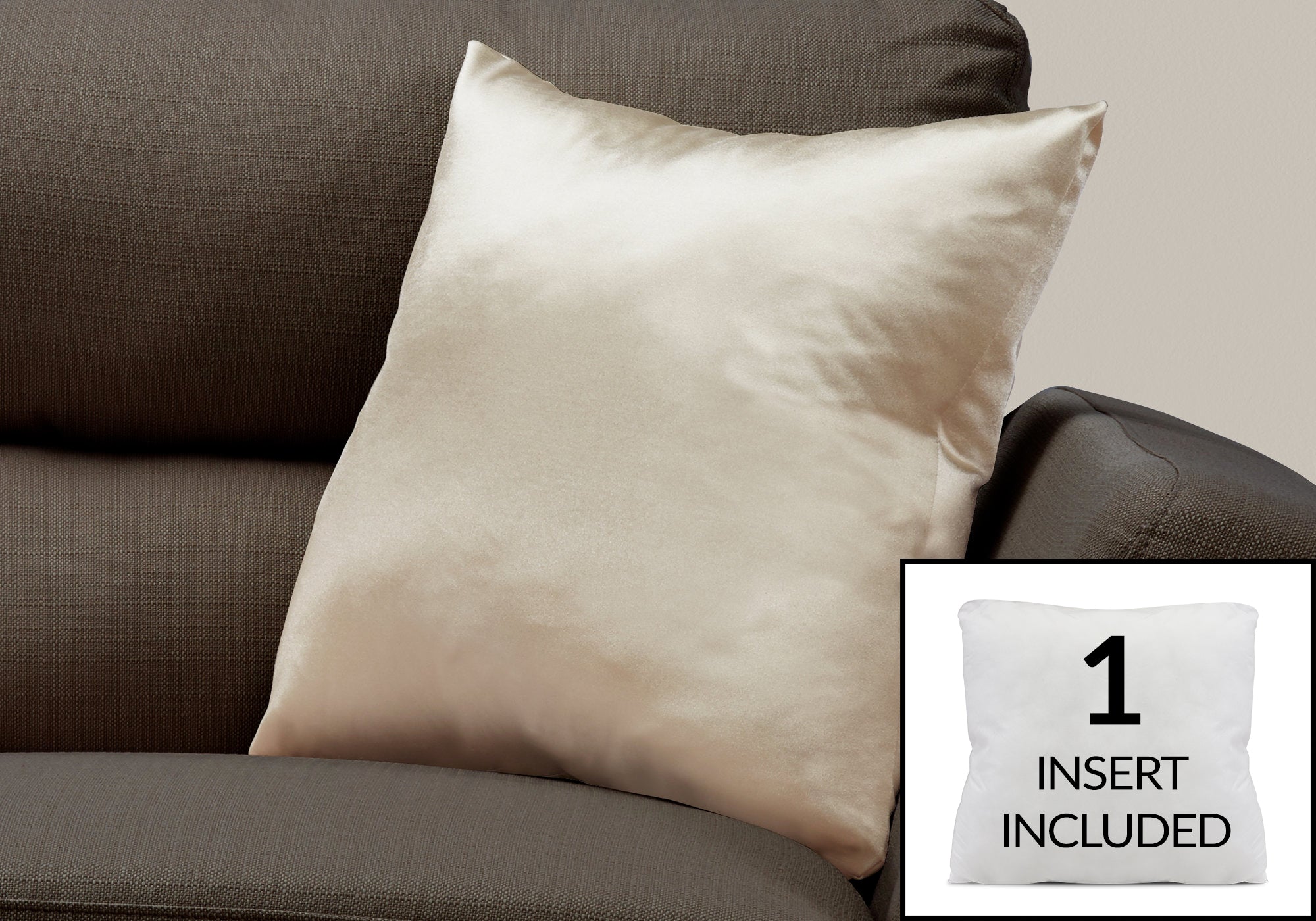 I 9334 Oreillers, 18 X 18 Carré, Encart Inclus, Jeté Décoratif, Accent, Sofa, Canapé, Chambre À Coucher, Polyester, Hypoallergénique, Or, Moderne - Simple Boutique