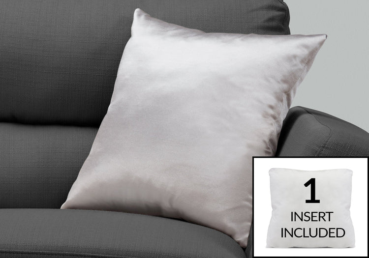 I 9336 Oreillers, 18 X 18 Carré, Encart Inclus, Jeté Décoratif, Accent, Sofa, Canapé, Chambre À Coucher, Polyester, Hypoallergénique, Gris, Moderne - Simple Boutique