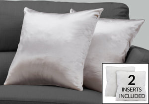 I 9337 Oreillers, Lot De 2, 18 X 18 Carré, Encart Inclus, Jeté Décoratif, Accent, Sofa, Canapé, Chambre À Coucher, Polyester, Hypoallergénique, Gris, Moderne - Simple Boutique