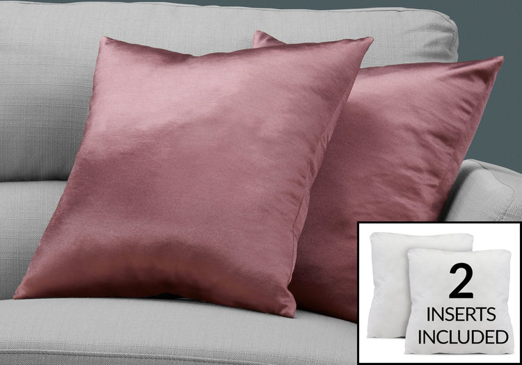 I 9339 Oreillers, Lot De 2, 18 X 18 Carré, Encart Inclus, Jeté Décoratif, Accent, Sofa, Canapé, Chambre À Coucher, Polyester, Hypoallergénique, Rose, Moderne - Simple Boutique