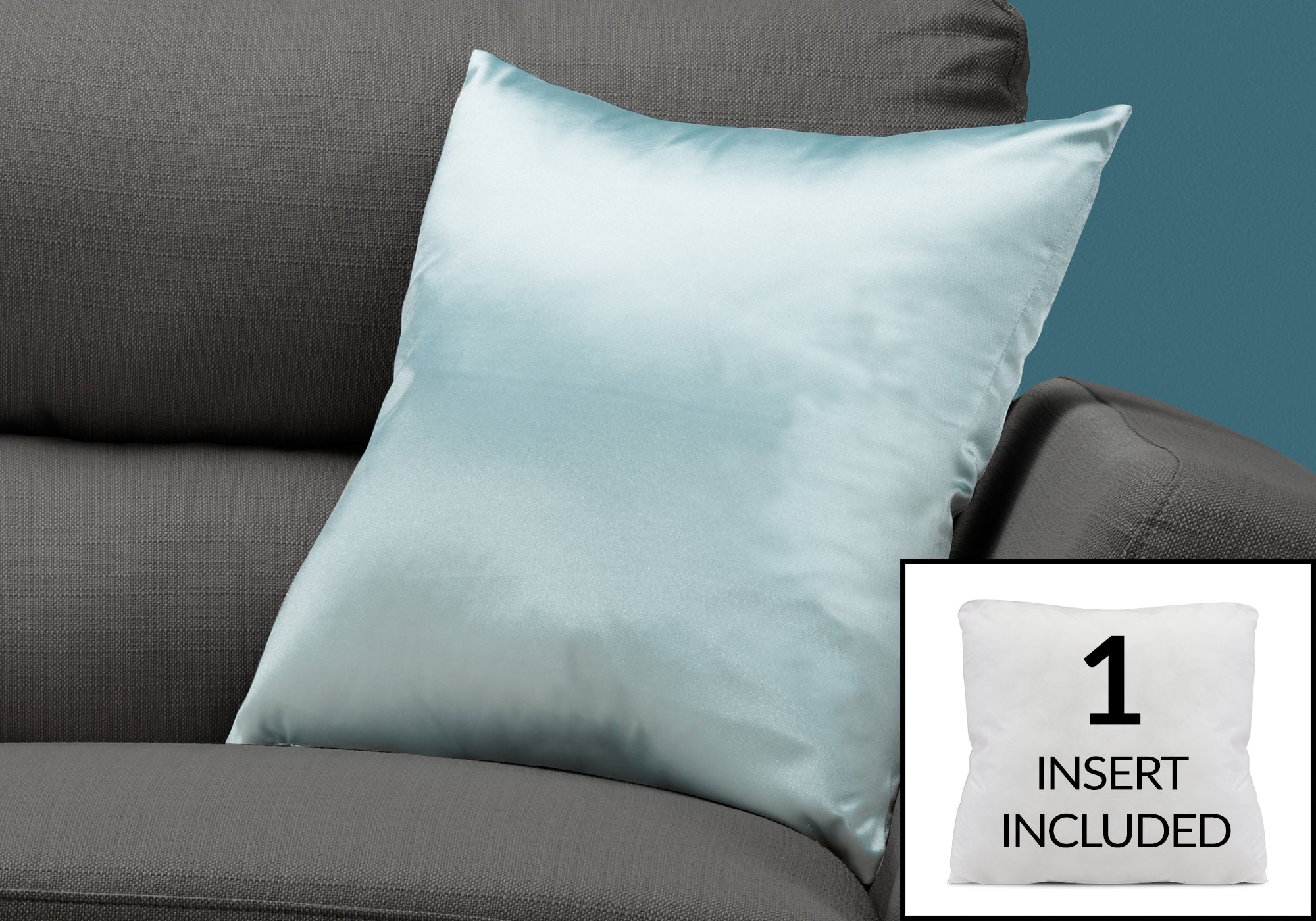 I 9340 Oreillers, 18 X 18 Carré, Encart Inclus, Jeté Décoratif, Accent, Sofa, Canapé, Chambre À Coucher, Polyester, Hypoallergénique, Bleu, Moderne - Simple Boutique