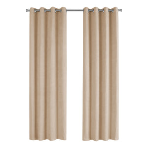 I 9801 Rideau, Ensemble 2pcs, 54"w X 95"l, Obscurcissement De La Pièce, Passe-fil, Salon, Chambre À Coucher, Cuisine, Micro Suède, Polyester, Beige, Contemporain, Moderne - Simple Boutique