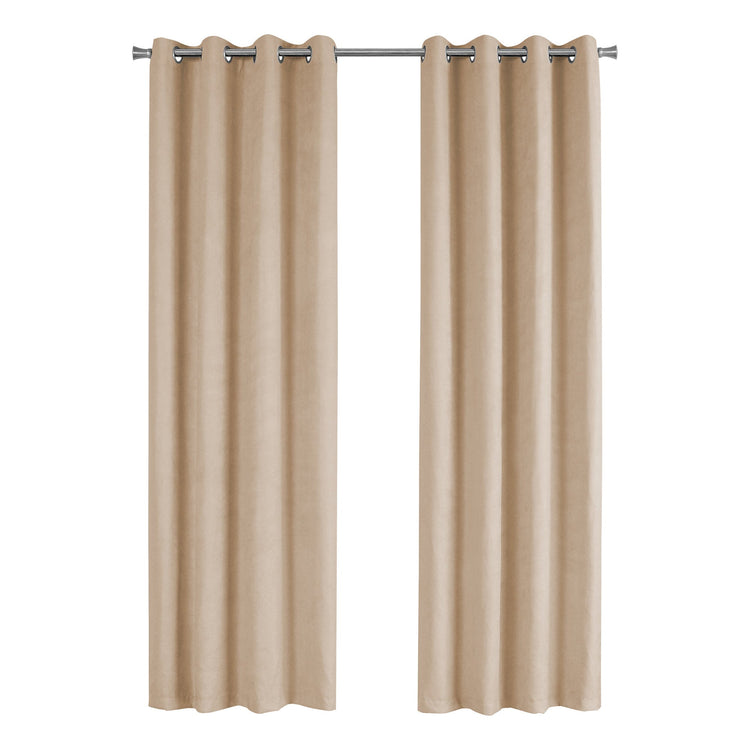 I 9801 Rideau, Ensemble 2pcs, 54"w X 95"l, Obscurcissement De La Pièce, Passe-fil, Salon, Chambre À Coucher, Cuisine, Micro Suède, Polyester, Beige, Contemporain, Moderne - Simple Boutique