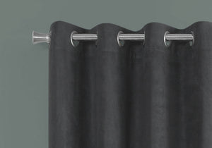 I 9804 Rideau, Ensemble 2pcs, 54"w X 95"l, Obscurcissement De La Pièce, Passe-fil, Salon, Chambre À Coucher, Cuisine, Micro Suède, Polyester, Gris, Contemporain, Moderne - Simple Boutique